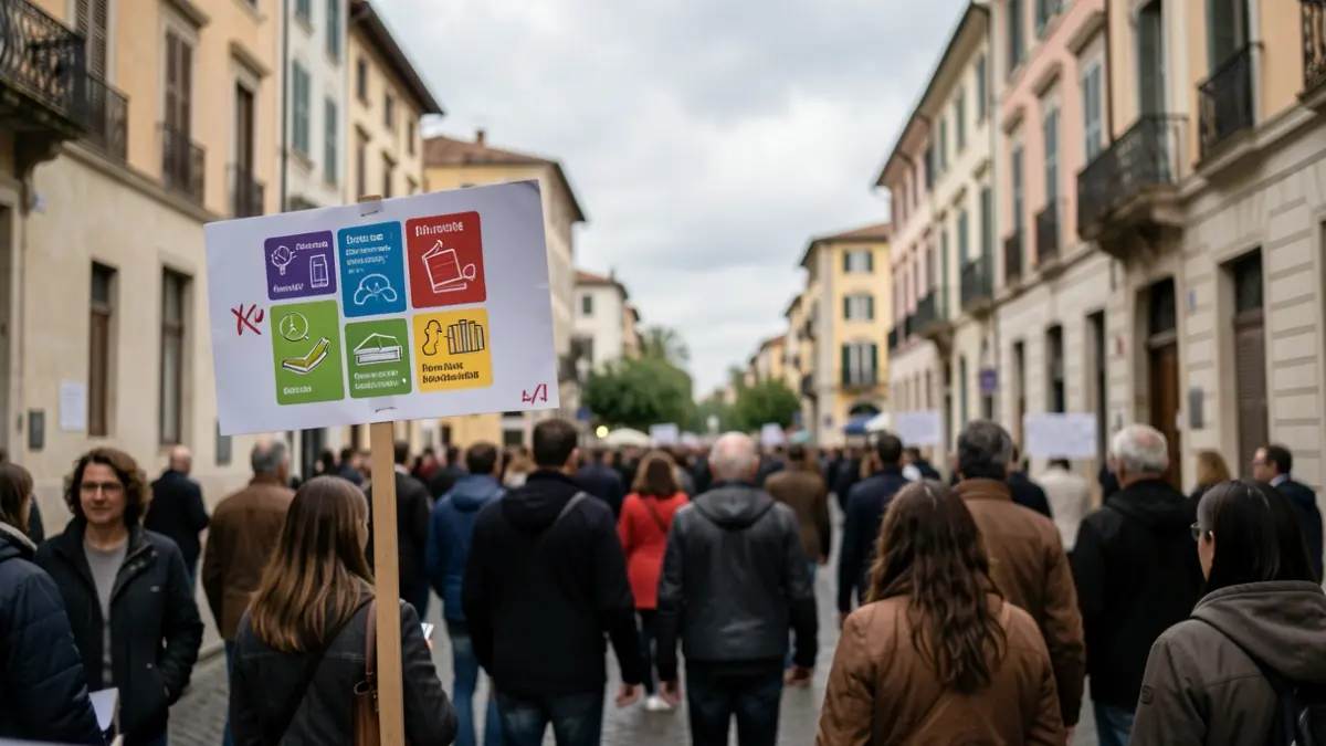 Imatge genèrica d'una protesta amb pancartes.