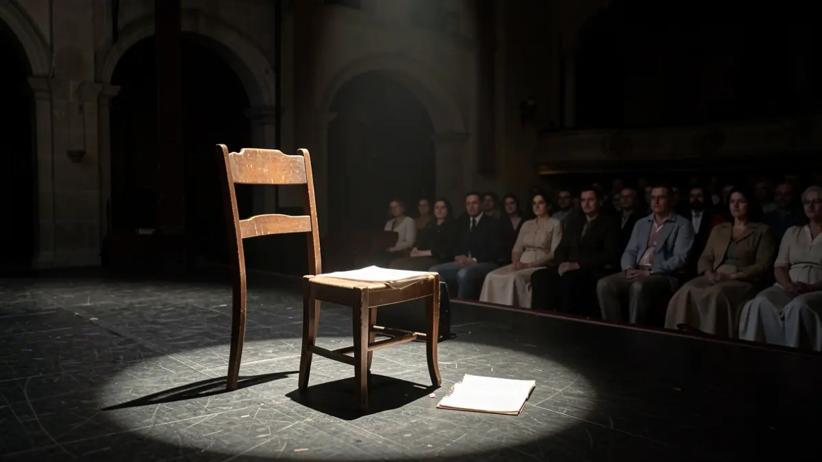 Imatge genèrica d'un escenari teatral amb un focus de llum.