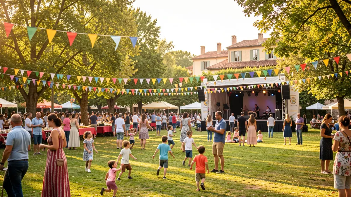 Generic image of an outdoor family festival with music and activities.