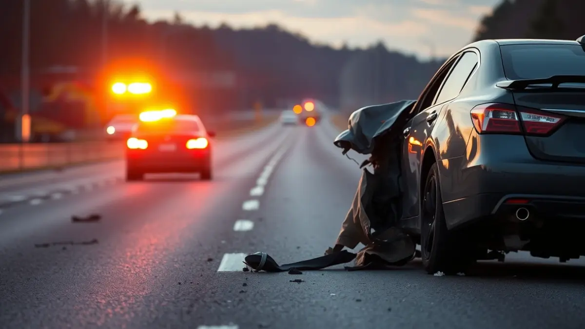 Imagen de un accidente de tráfico con vehículos dañados y servicios de emergencia en la autovía A-7 en Tibi.