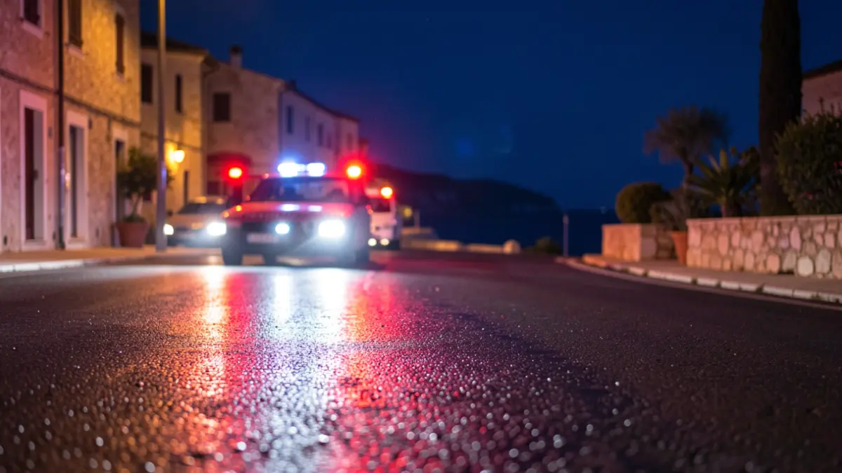 Generic image of emergency lights in an urban night setting.