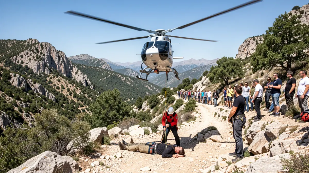 Imatge genèrica d'un helicòpter de rescat sobre una muntanya.