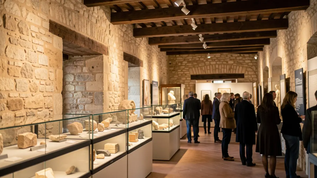Interior de la rehabilitada Casa del Abogado en Riba-roja de Túria durante la inauguración de la exposición visigoda.