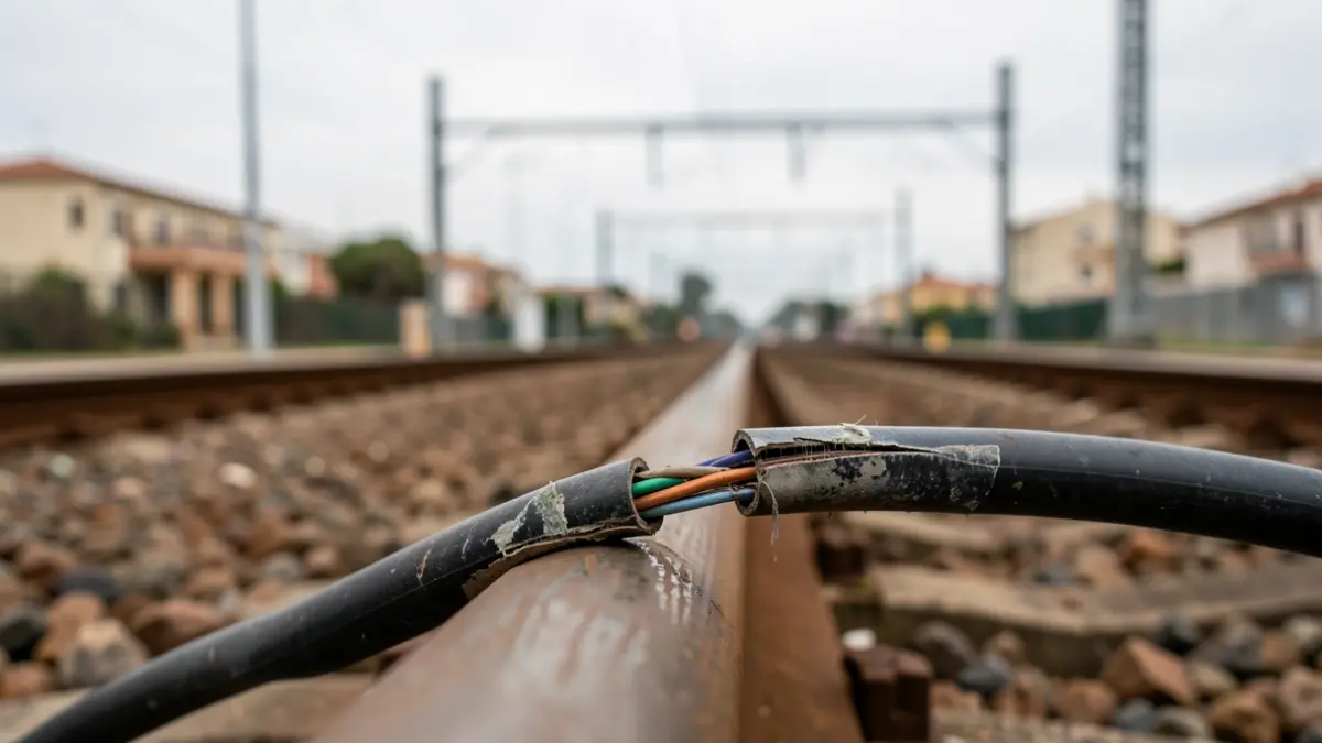 Generic image of damaged railway cabling.