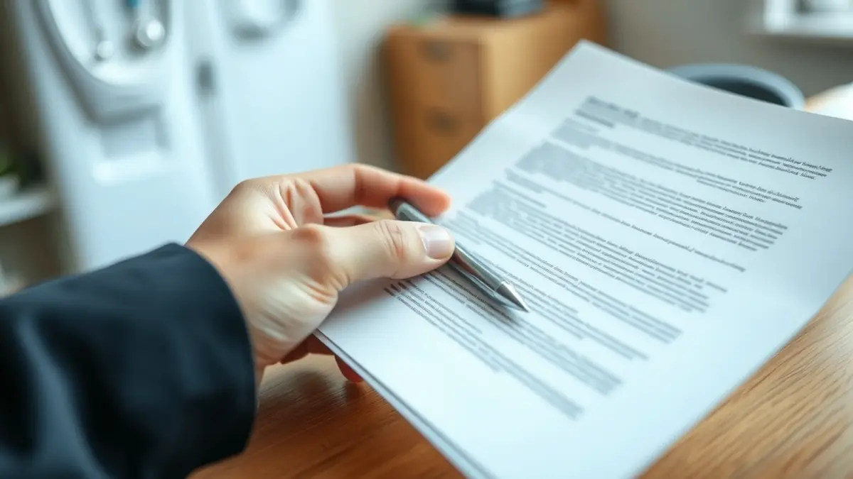 Imatge genèrica d'una mà sostenint un document en una oficina mèdica.