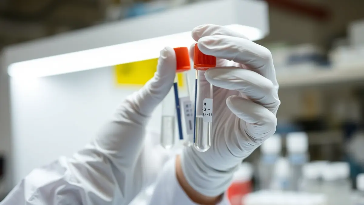 Imatge genèrica d'un tècnic de laboratori manipulant una mostra mèdica.