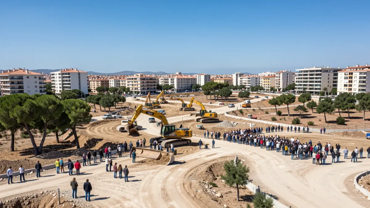Imagen genérica de obras de urbanización en una ciudad mediterránea.