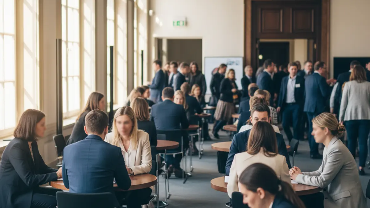 Imagen genérica de un foro de empleo con entrevistas simultáneas.