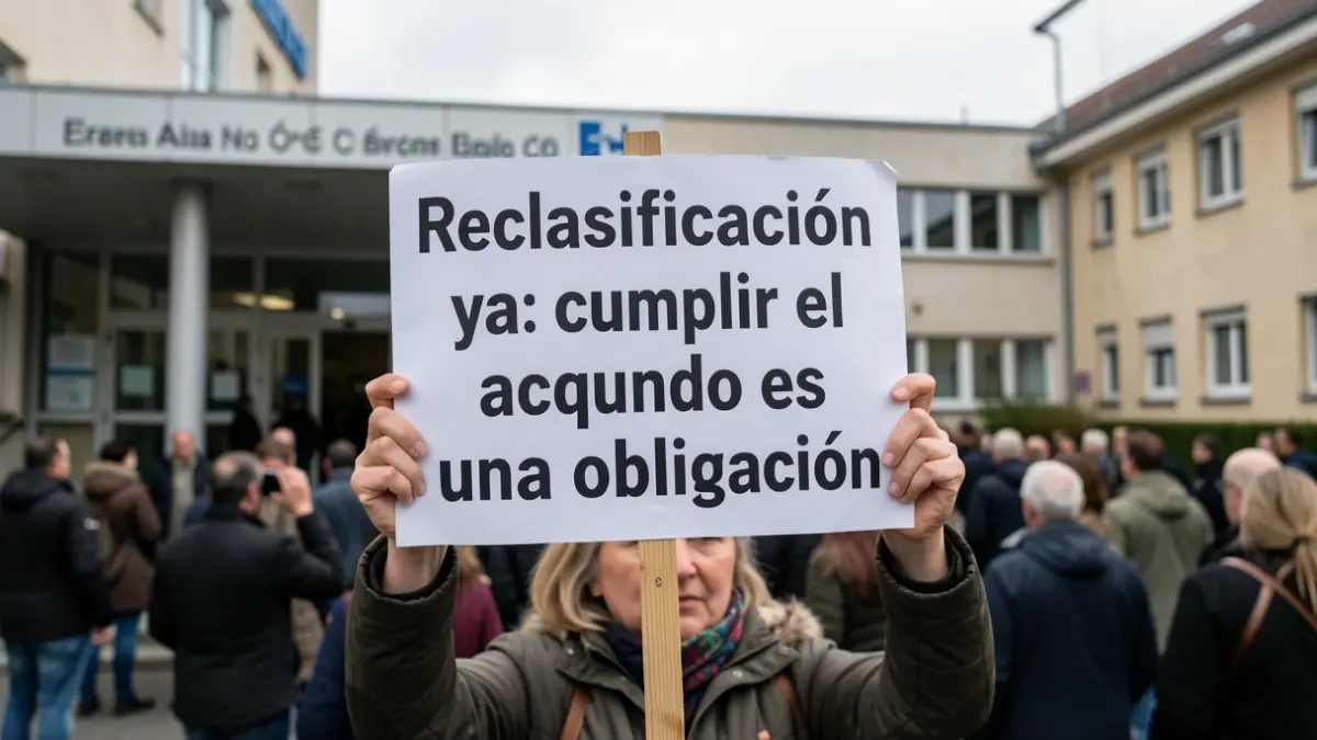 Imatge genèrica de pancartes de protesta davant d'un hospital.