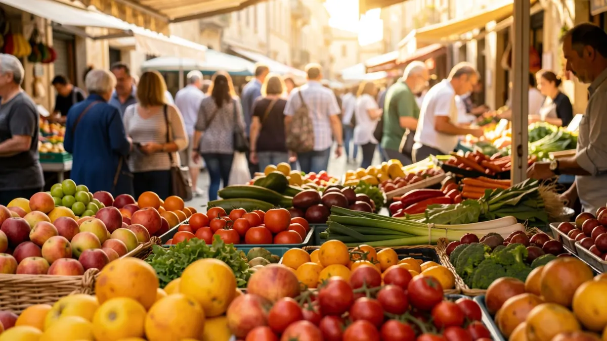 Generic image of a municipal market with fresh produce.