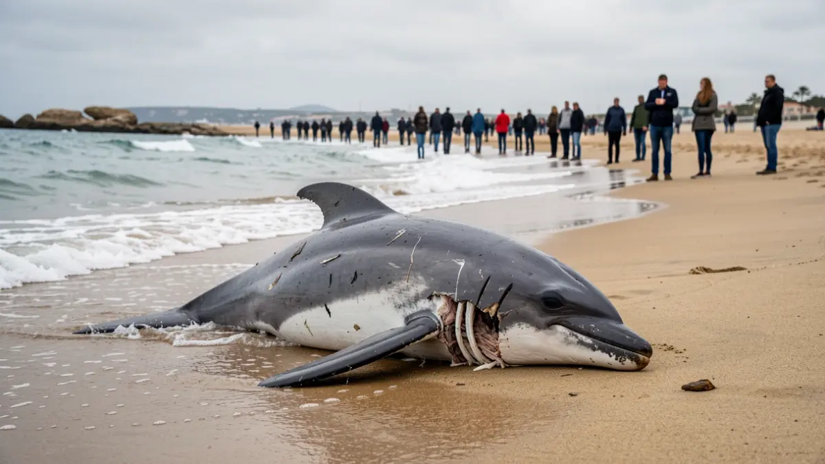 Imagen genérica de un delfín muerto en una playa.