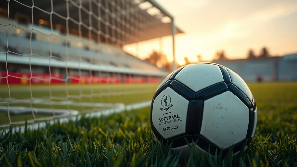 Imagen genérica de un balón de fútbol sobre el césped de un campo, con la portería desenfocada al fondo.