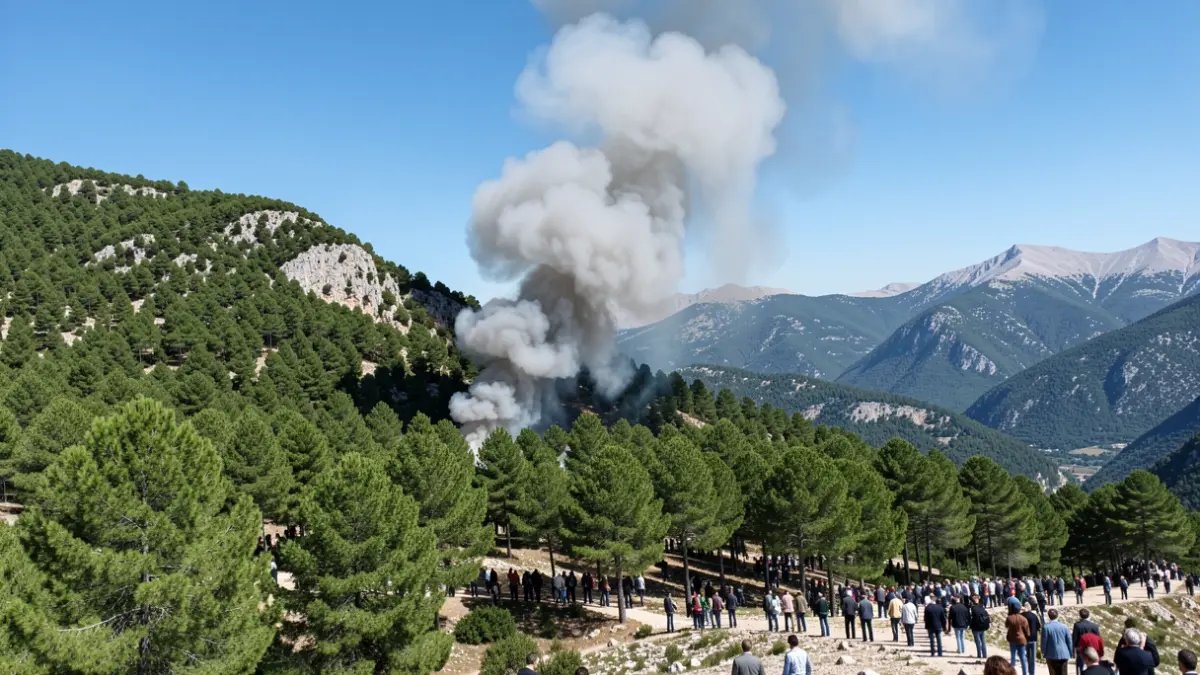 Generic image of a smoke column over a forest area.