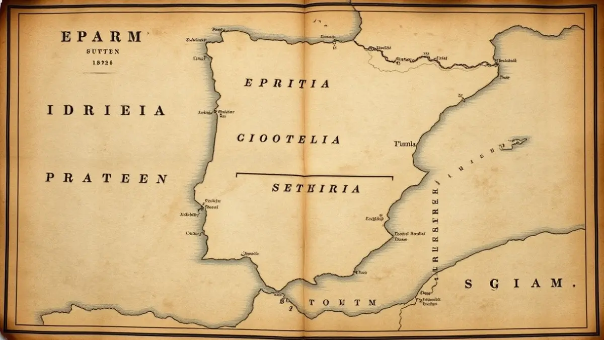 Imagen genérica de un mapa antiguo de la península Ibérica, centrado en el sureste, con tinta desvanecida y textura de pergamino.