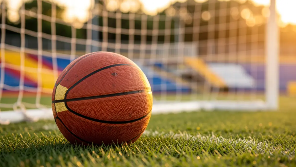 Imagen genérica de un balón de baloncesto sobre césped.