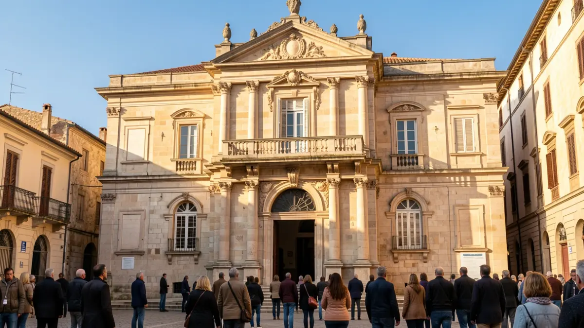 Facade of the Valencia City Hall on a sunny day.
