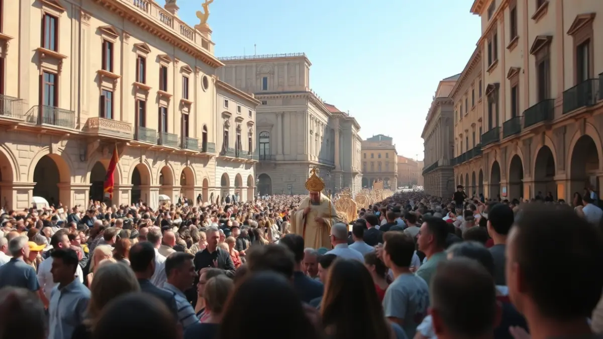 Imatge d'una multitud de fidels en la plaça de la Mare de Déu de València durant el Trasllat.