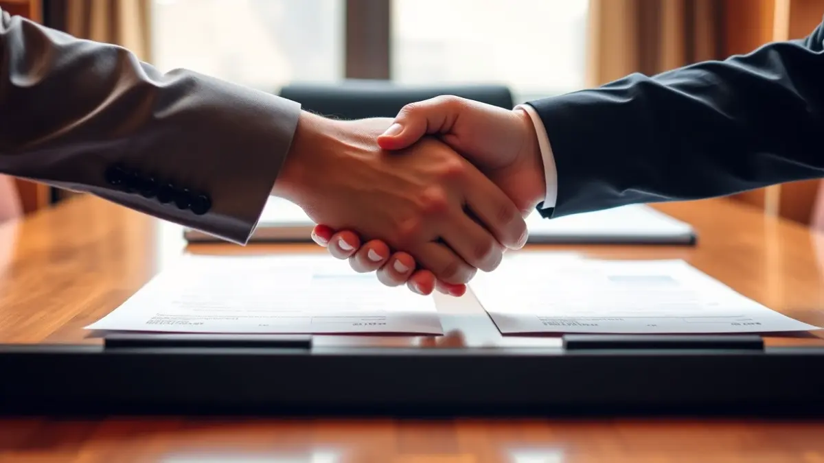 Generic image of two hands shaking in a business or political context.
