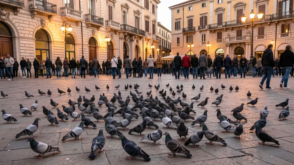 Imatge genèrica de palomes en una plaça de València.