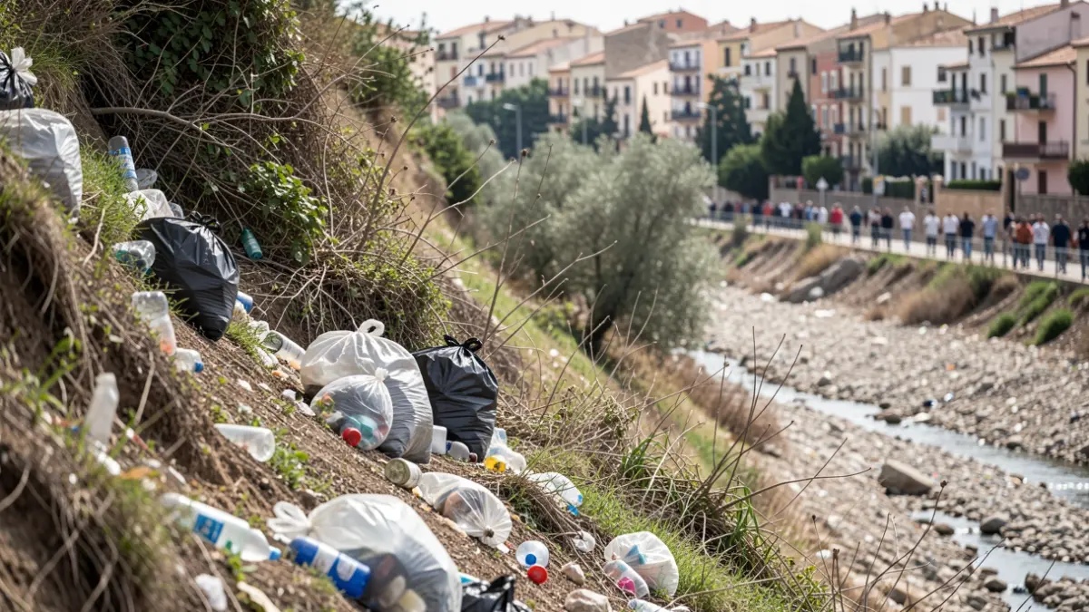 Imatge genèrica de brutícia acumulada en una zona verda.