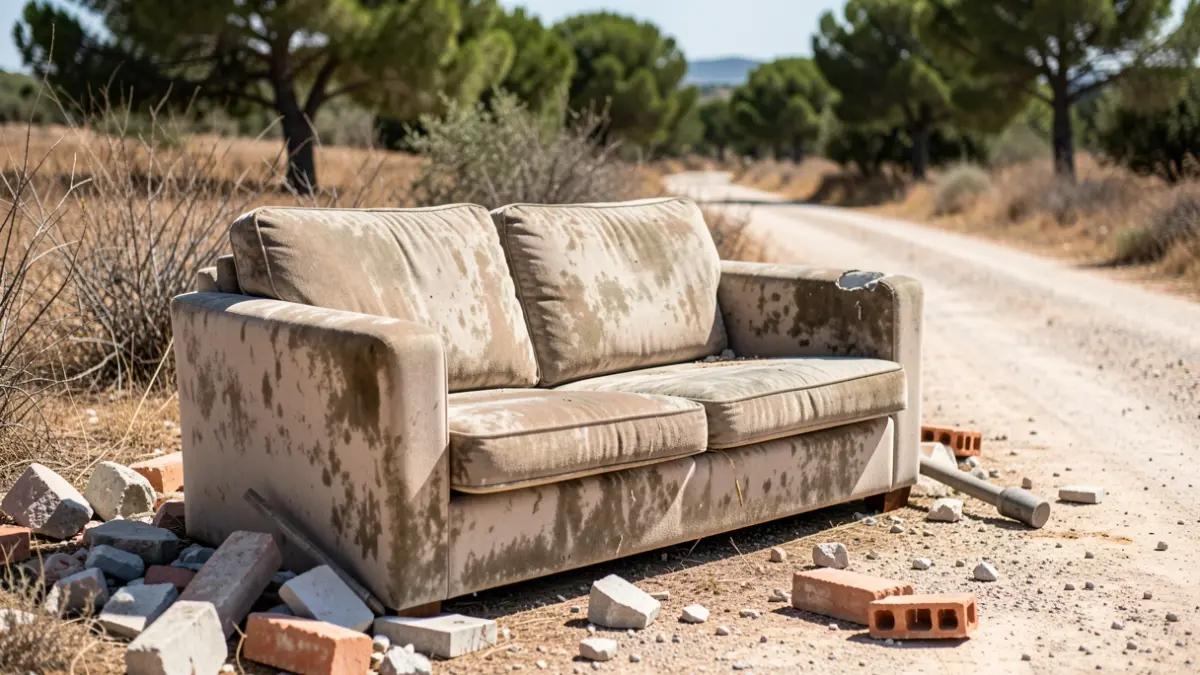Imagen genérica de residuos abandonados en un camino rural.