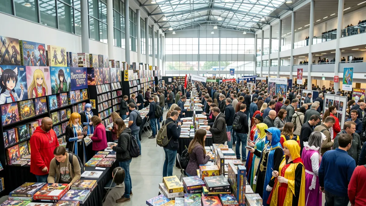 Imagen genérica de un evento de cultura alternativa con elementos de cosplay y juegos.