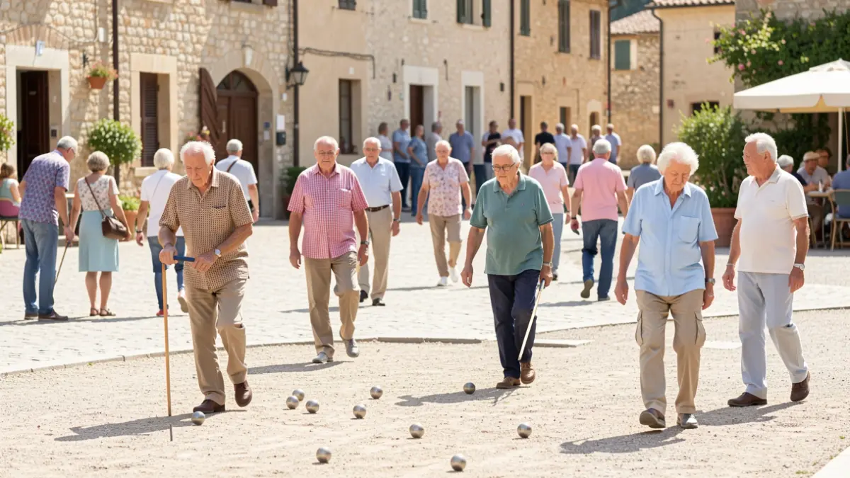 Generic image of elderly people participating in sports and social activities.