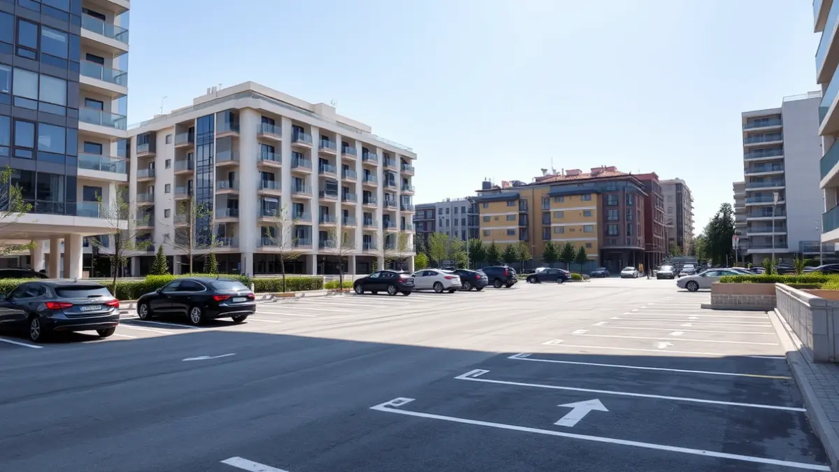 Generic image of a modern, well-lit urban parking area.
