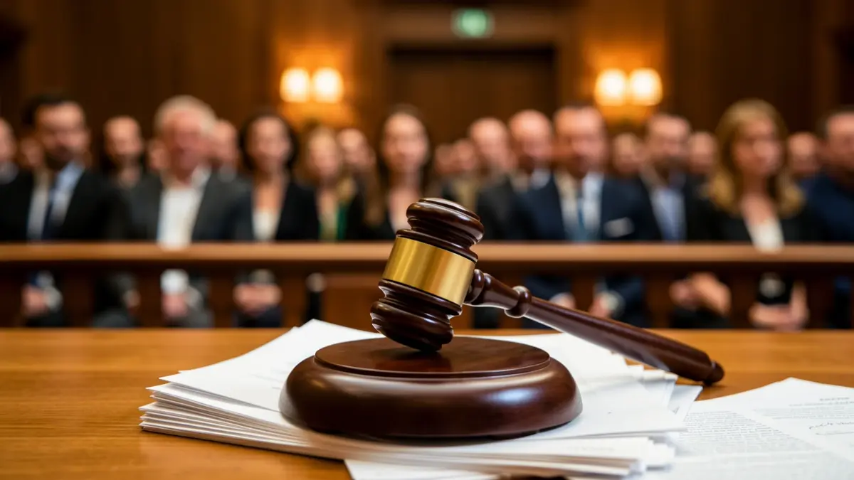 Generic image of a judge's gavel on legal documents in a courtroom.