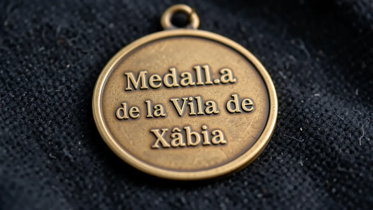 Imatge genèrica d'una medalla amb la inscripció 'Medalla de la Vila de Xàbia'.