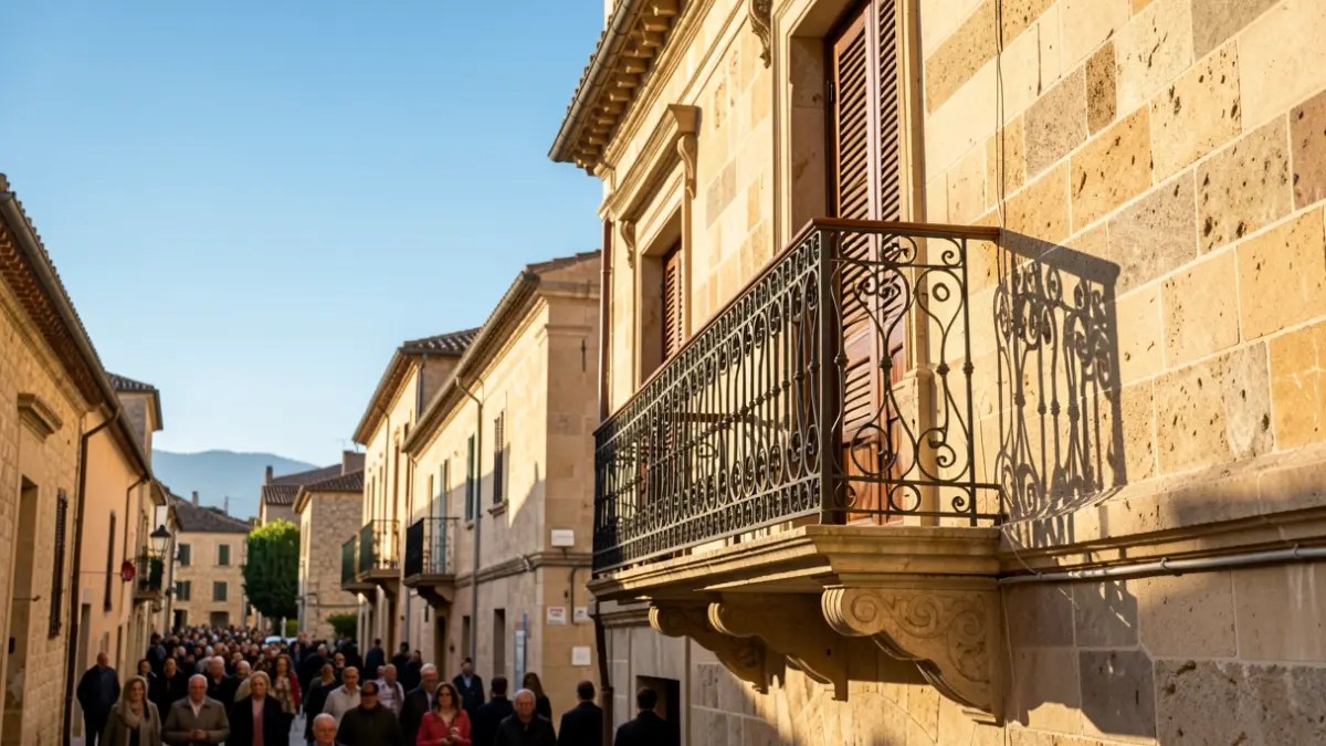 Imagen genérica de un balcón histórico en una ciudad mediterránea con luz de tarde.