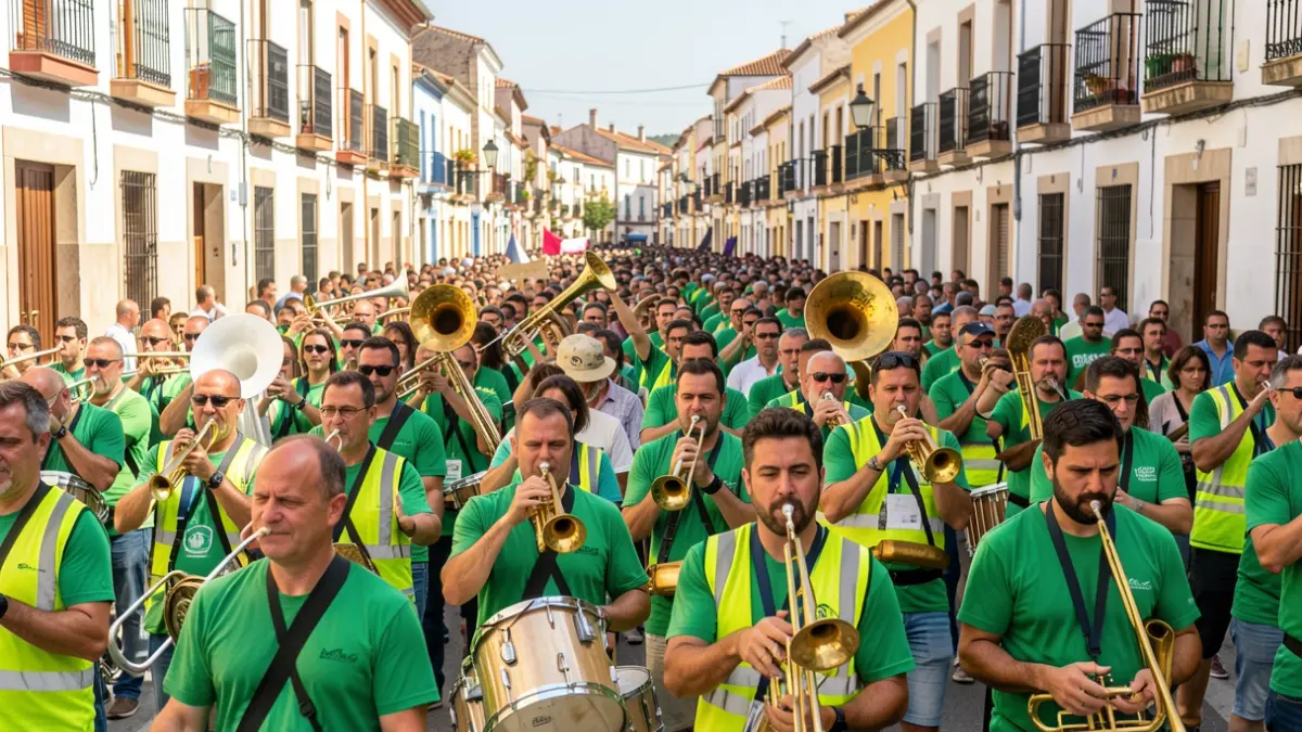 Imagen genérica de manifestación con instrumentos musicales en Xàtiva.