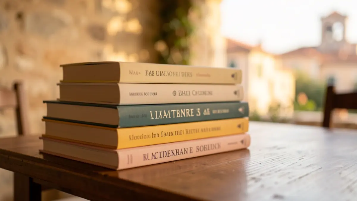 Imatge genèrica de llibres apilats en un entorn càlid.