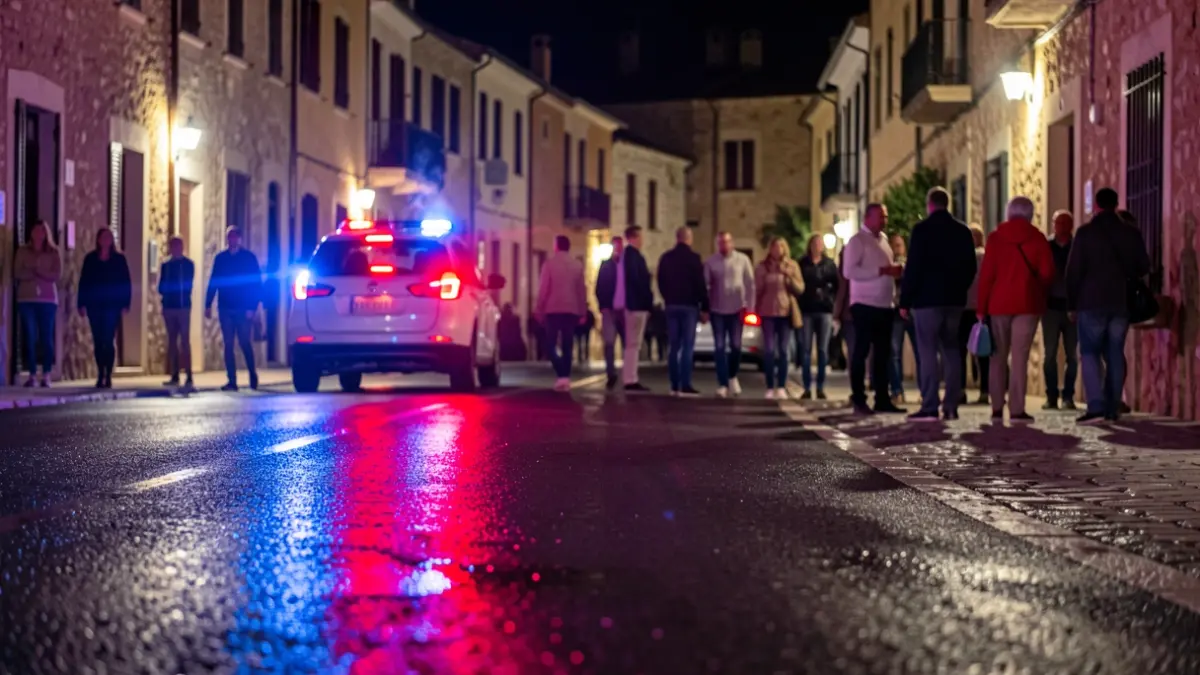 Generic image of police emergency lights reflecting on wet asphalt.