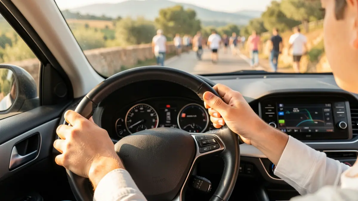 Imagen genérica de un volante con manos de joven conduciendo.