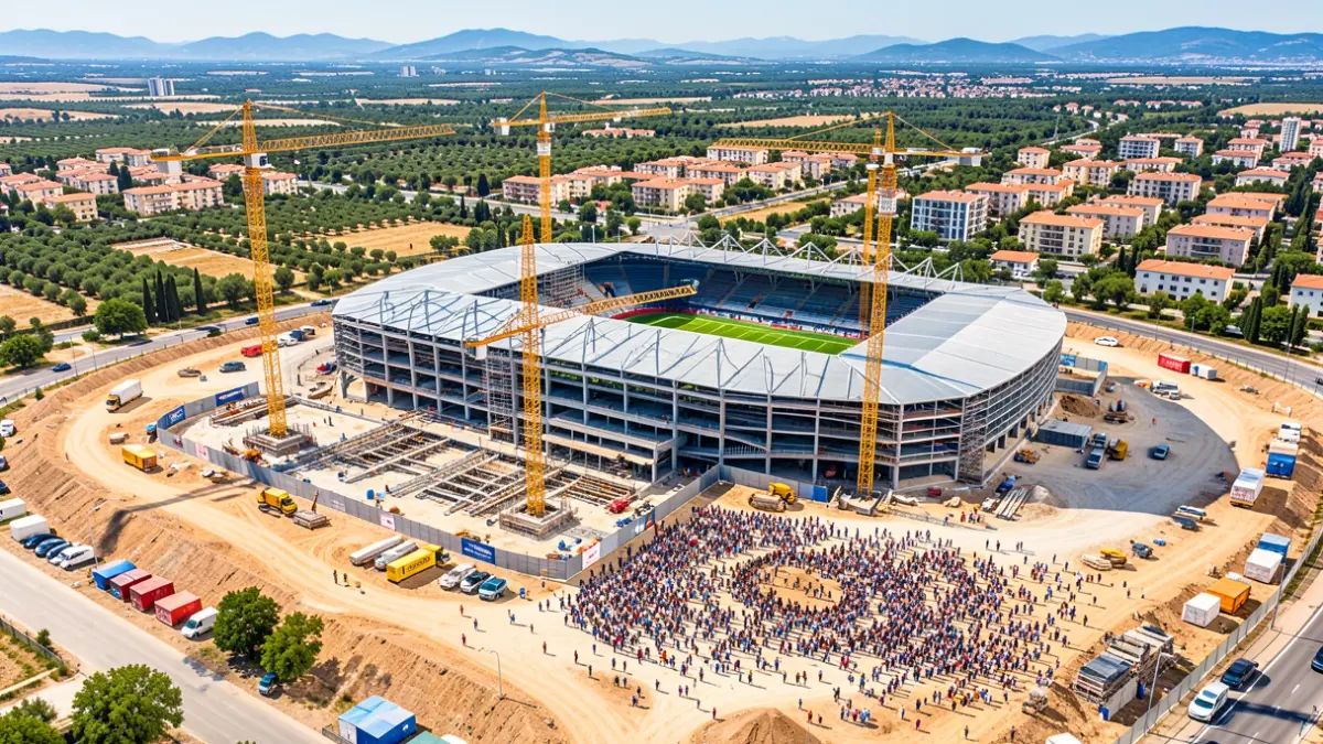 Generic image of a sports and entertainment complex under construction.