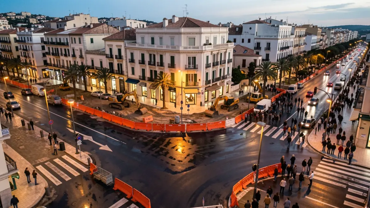 Imatge genèrica d'obres en una avinguda d'una ciutat mediterrània.