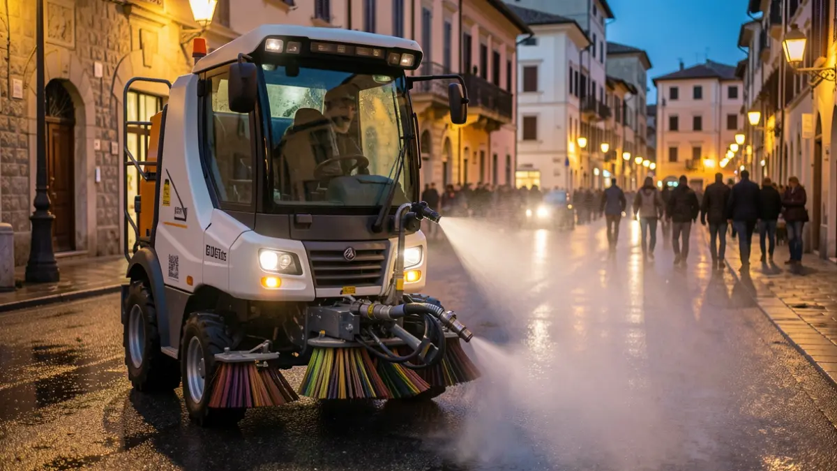 Generic image of an urban cleaning vehicle with a high-pressure water jet system.