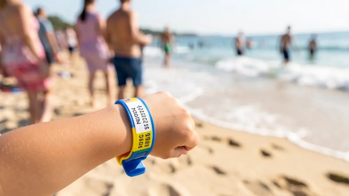 Imatge genèrica d'una pulsera d'identificació infantil per a platja.