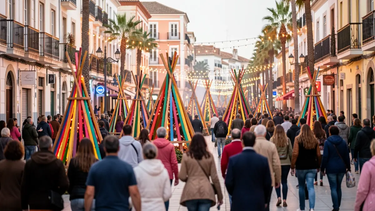 Imagen genérica de la plantà de las Hogueras de Alicante, con monumentos de madera y color en las calles.