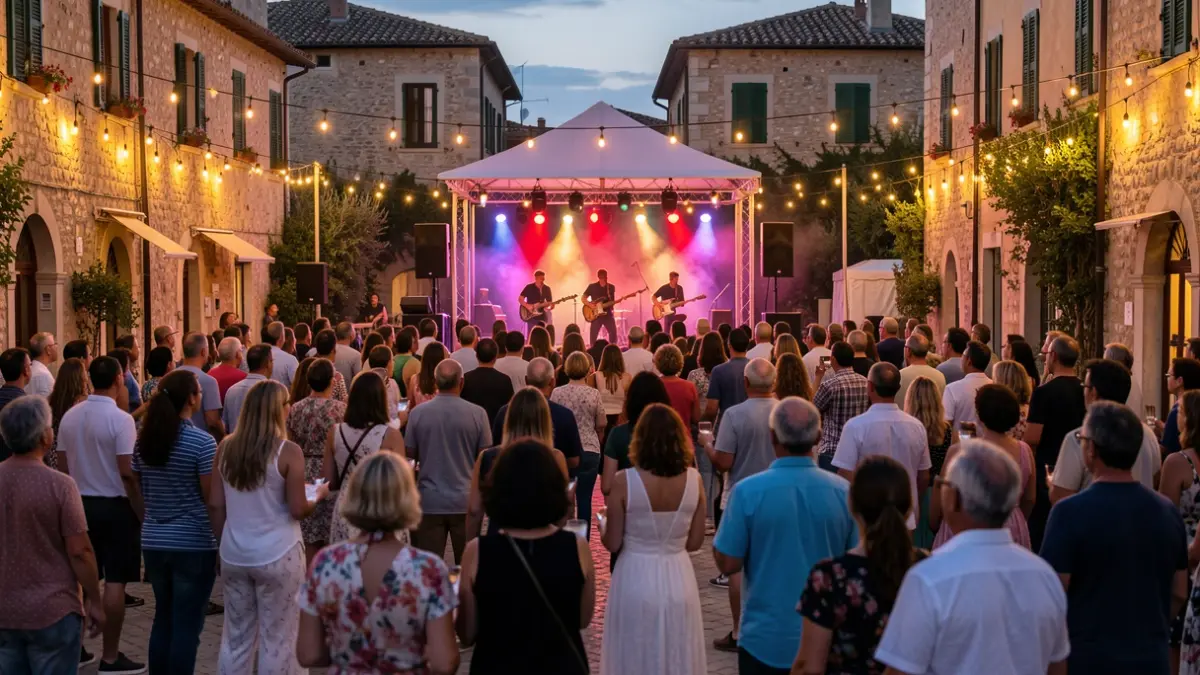 Imagen genérica de un festival de música al aire libre en una plaza mediterránea.
