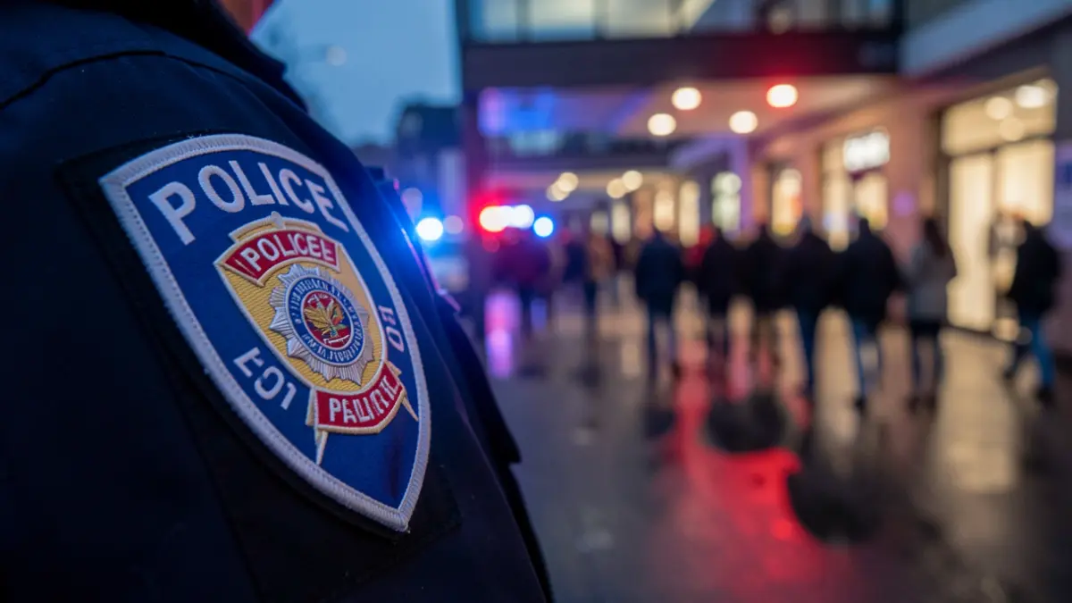 Imatge genèrica de la policia i un centre comercial.