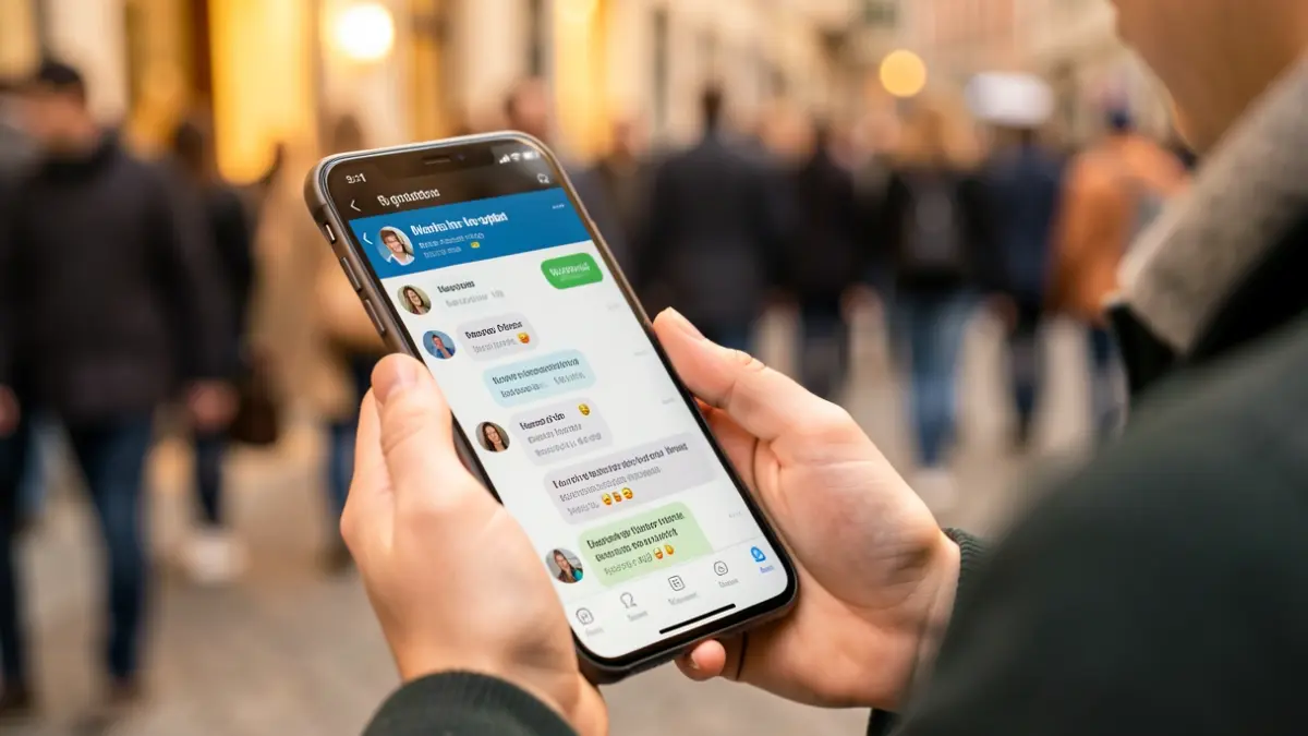 Imagen genérica de un teléfono móvil con una interfaz de apoyo psicológico.