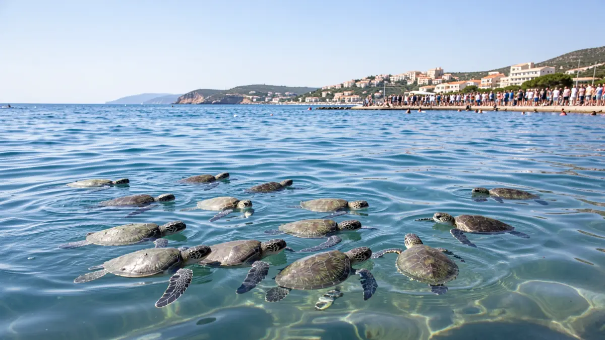 Tortugues marines nadant en aigües mediterrànies prop de Dénia.
