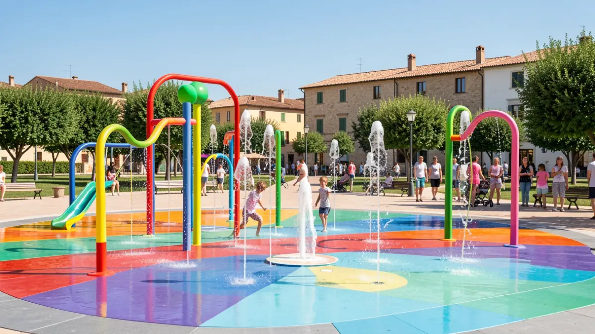 Imatge genèrica d'un parc infantil amb jocs d'aigua.
