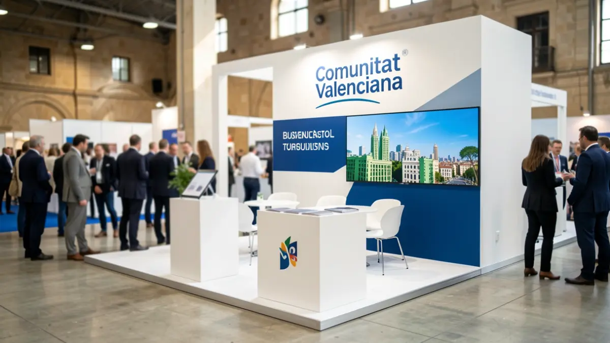 Imatge genèrica d'un estand promocional de la Comunitat Valenciana en una fira internacional.