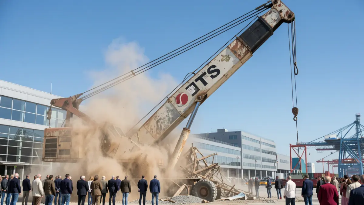 Imatge genèrica d'una grua sent desmantellada en un port.