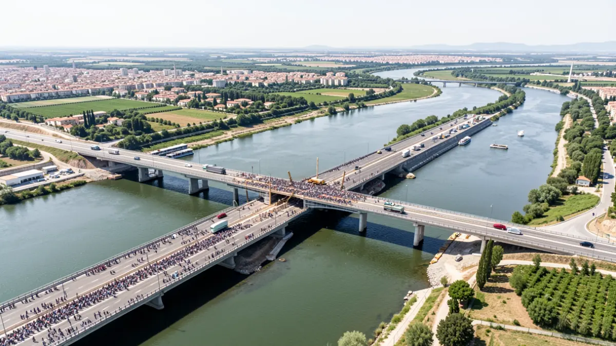 Imagen genérica de una obra de construcción de un puente y carreteras.