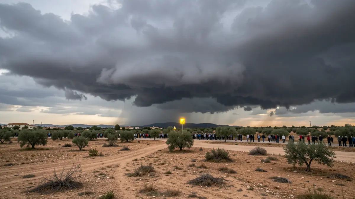 Imagen genérica de nubes de tormenta sobre un paisaje seco.
