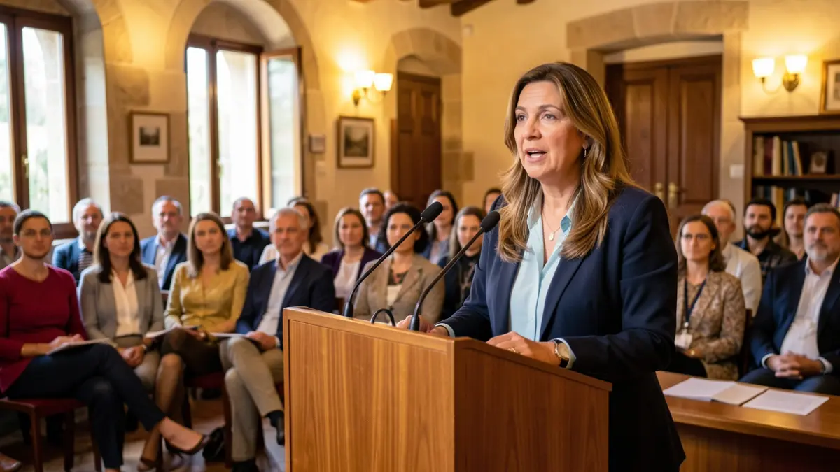 Imatge genèrica d'una reunió política amb una ponent.